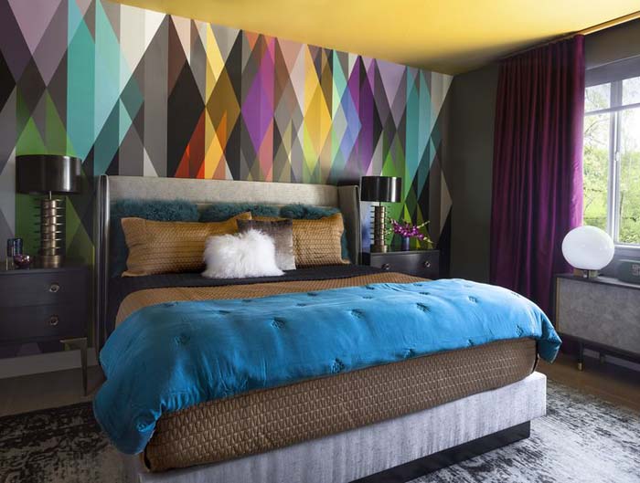 Rainbow Rhombs Wallpaper As Accent In Womens