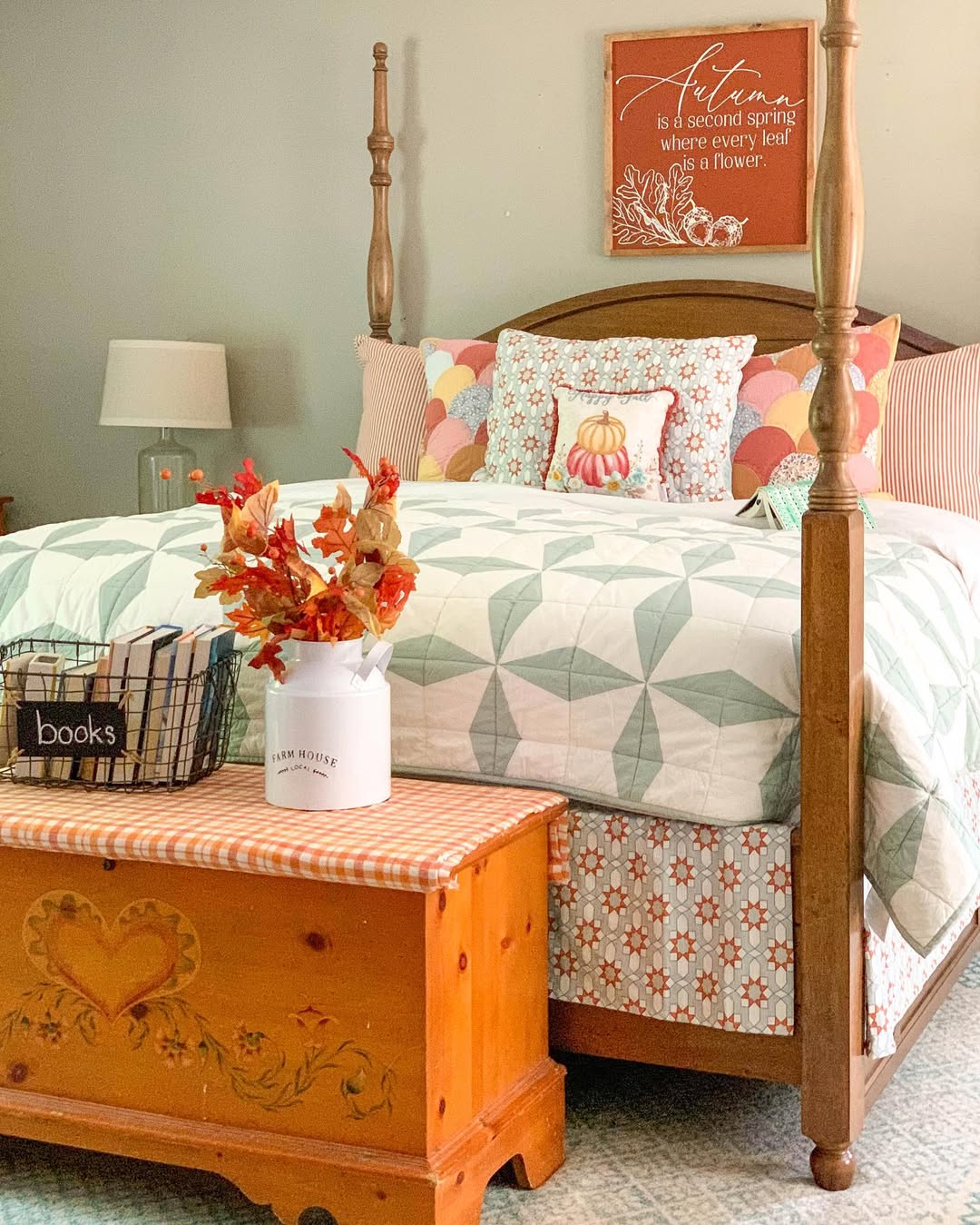 Quilted Florals With A Pumpkin Accent