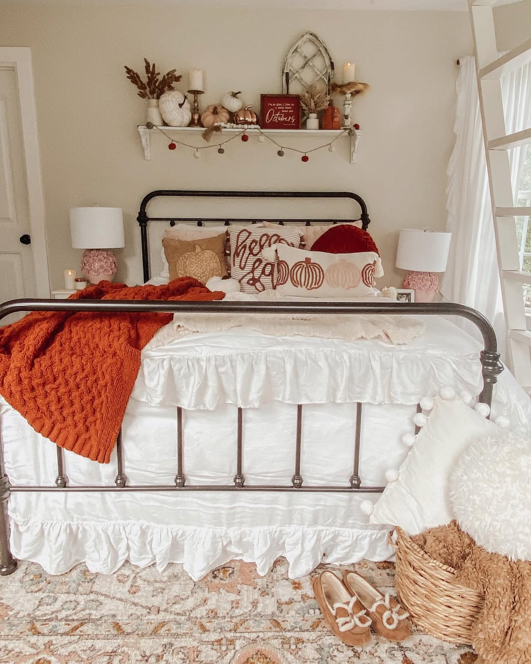 Ruffles, Pumpkins, And A Decorative Shelf