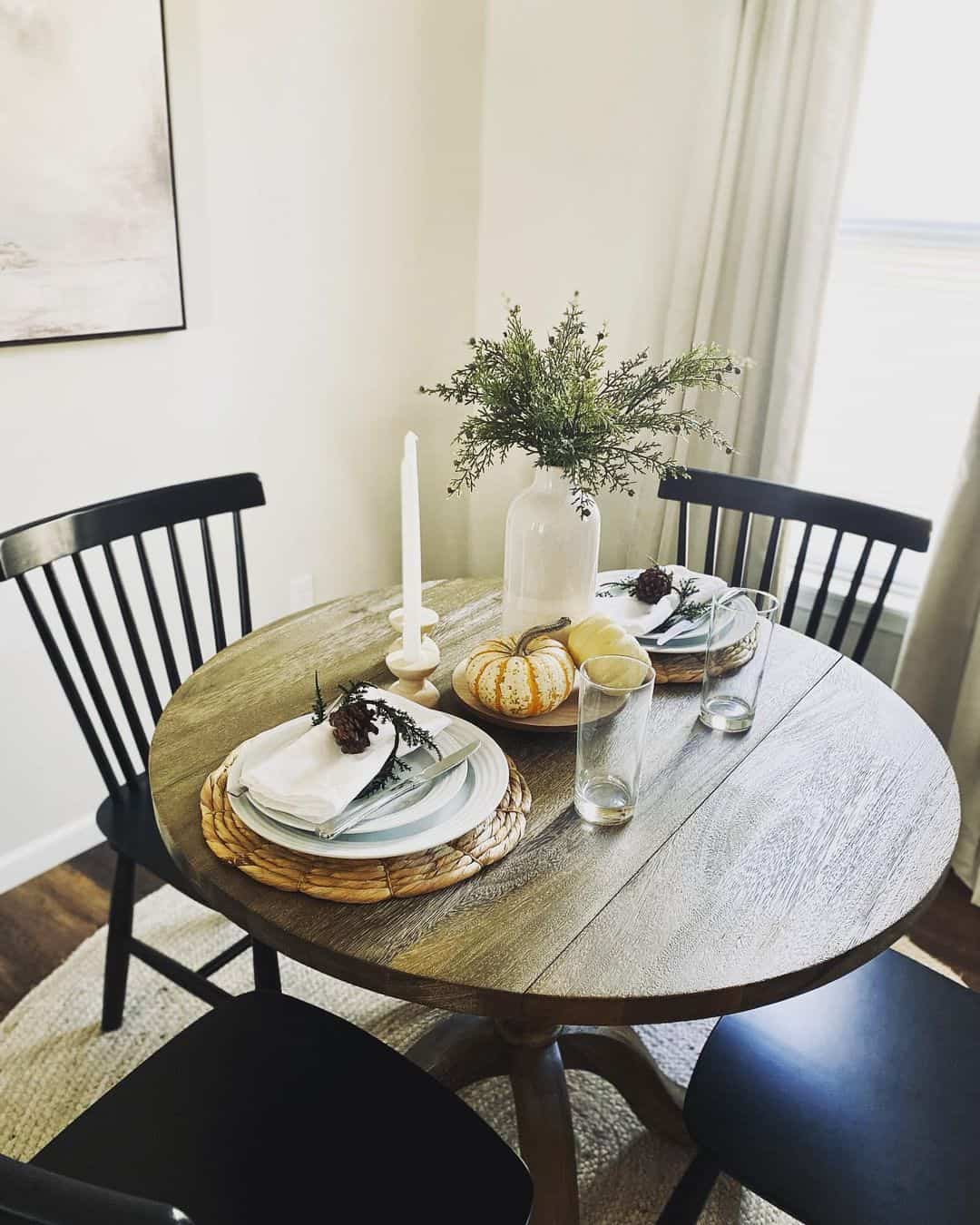 Mini Pumpkins and Pinecones Adorn a Simple Fall Place Setting