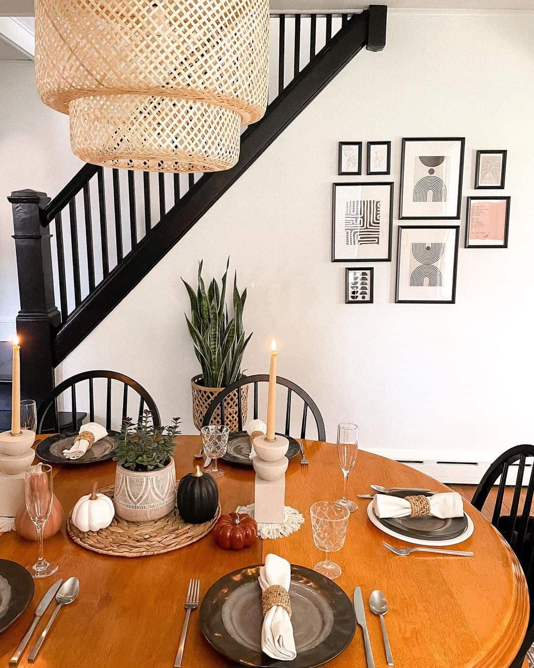 Tiered Candle Holders Anchor a Cozy Fall Table Setting