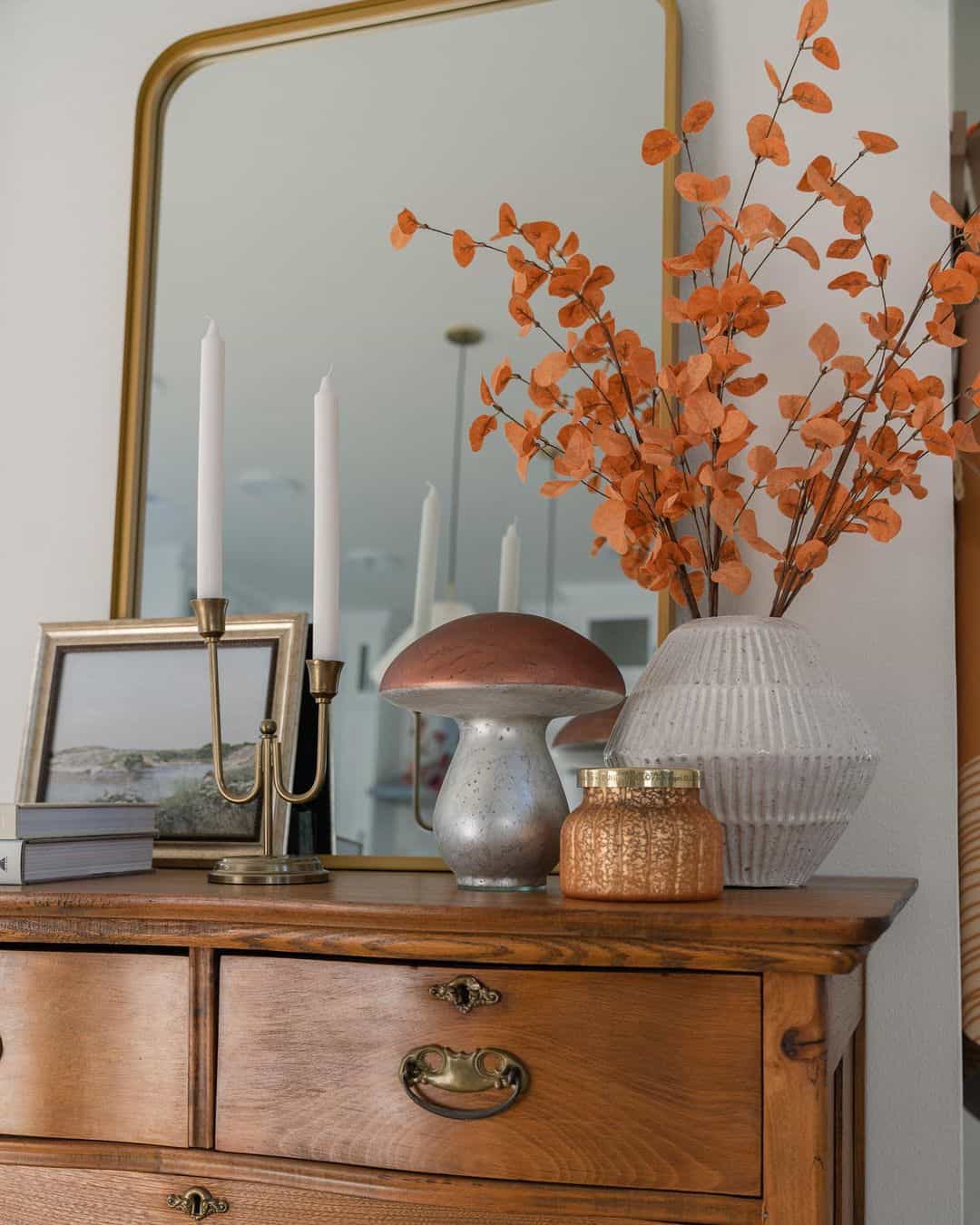 Glass Mushroom Accent Piece for a Whimsical Fall Vignette