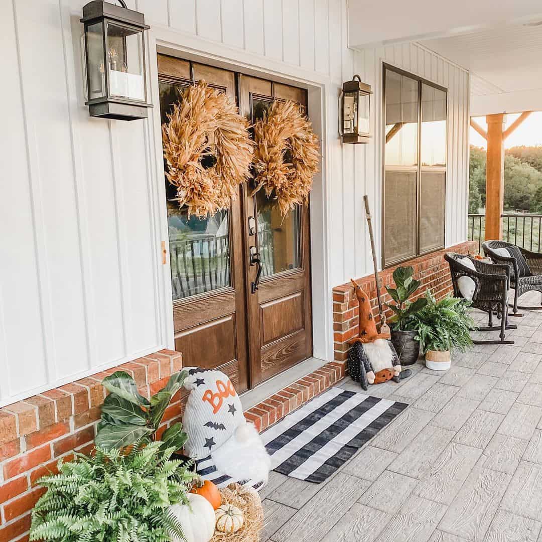 Frame Your Entry with Double Door Wreaths of Dried Natural Materials