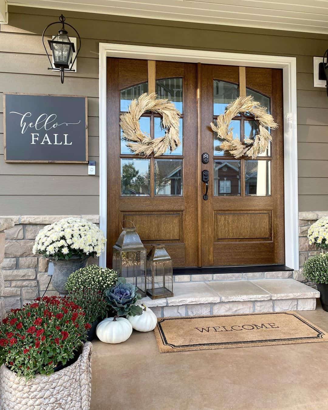Tall Metal Lanterns Add Warmth to Your Fall Entryway