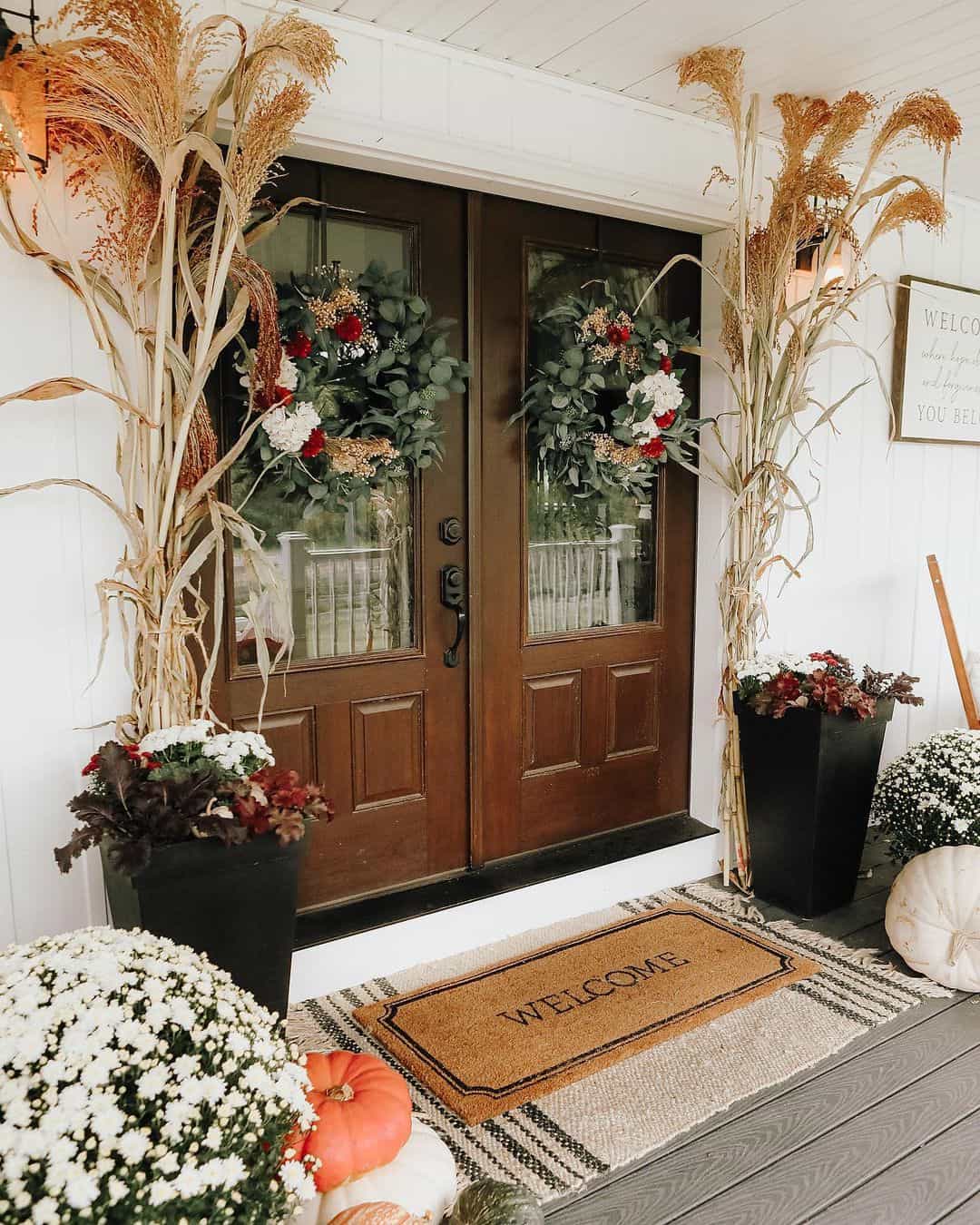 Tall Dried Grasses Frame the Entryway with Natural Texture