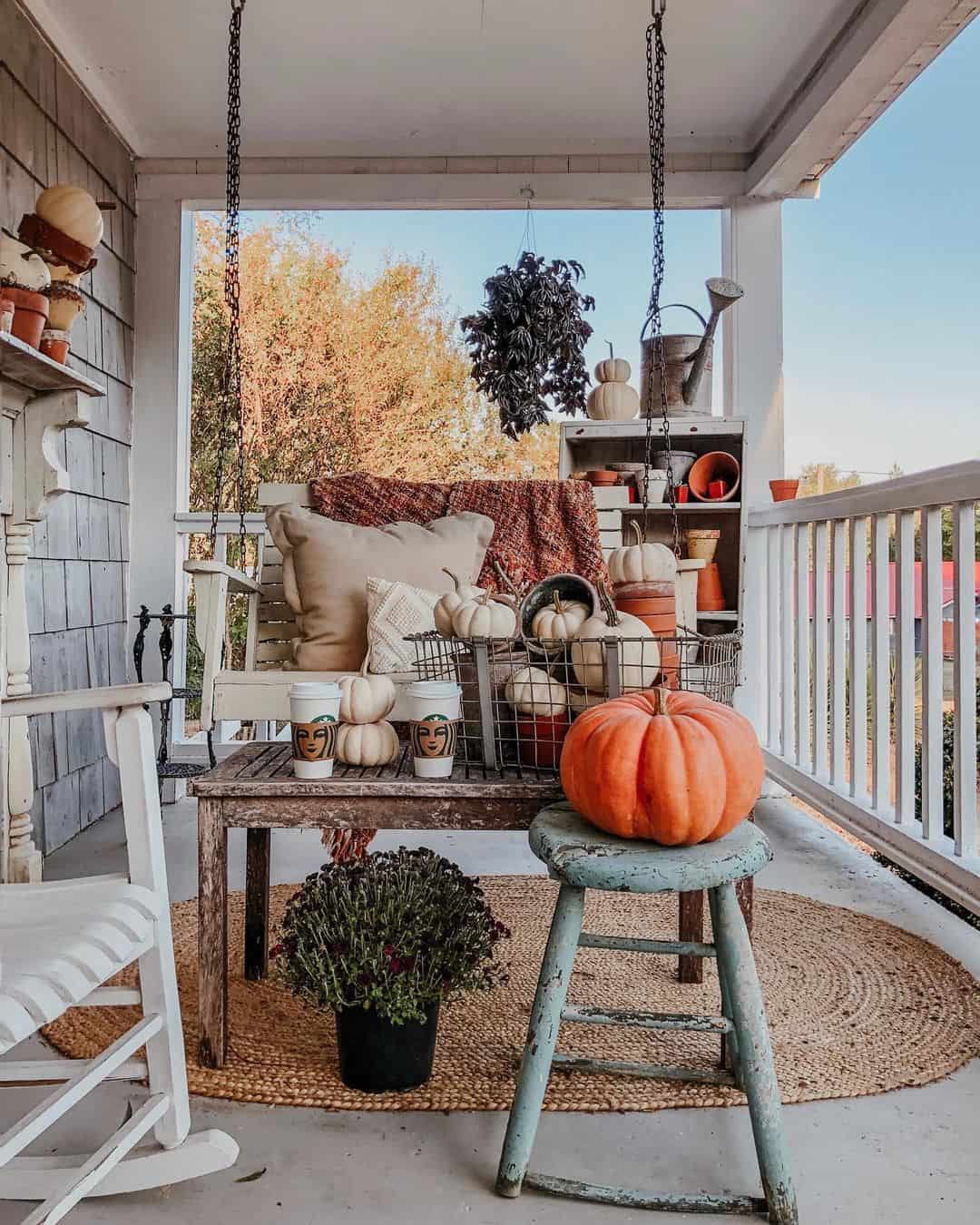 Rustic Stool Becomes a Pedestal for a Statement Pumpkin