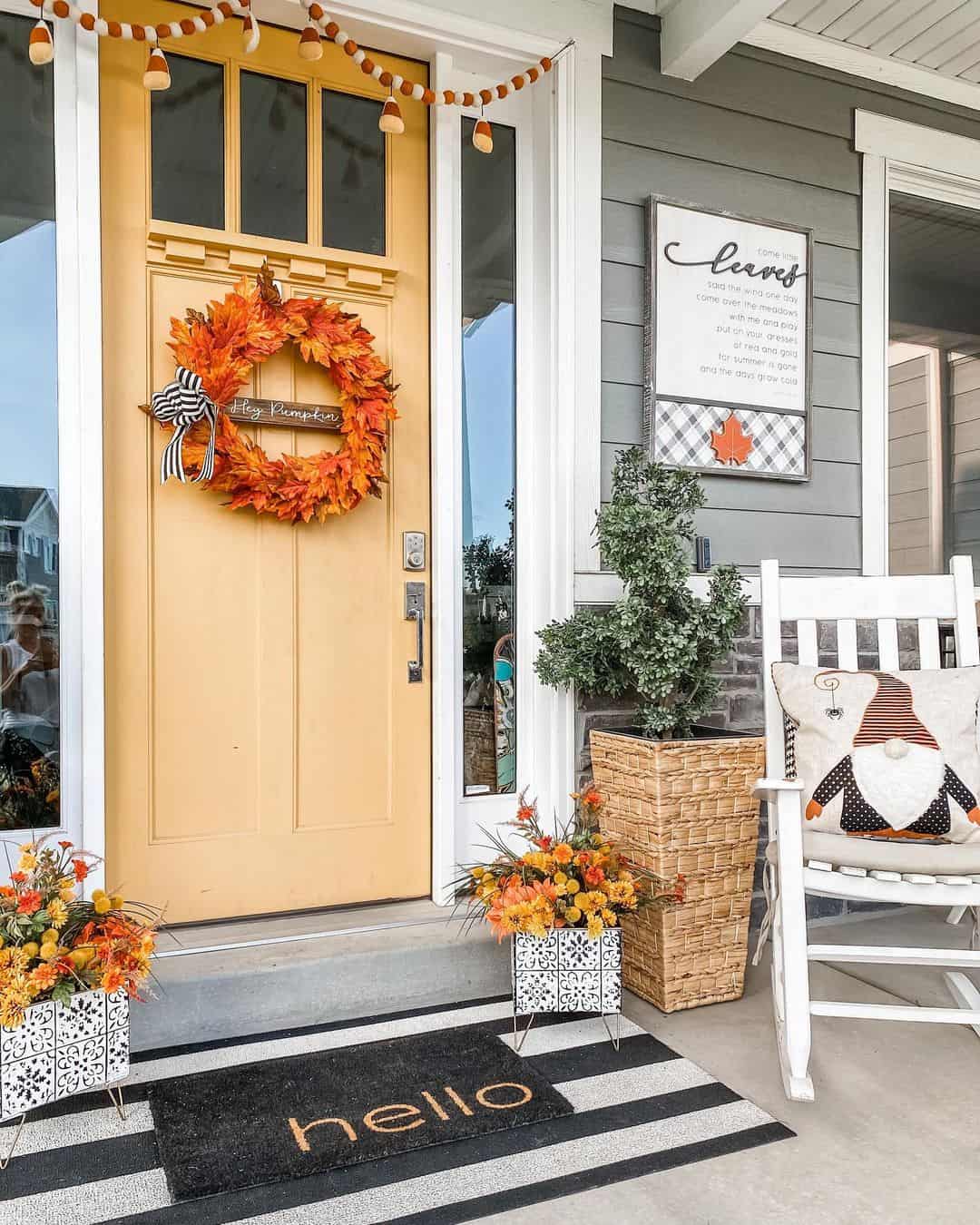 Tiled Planters Hold Autumnal Flower Arrangements