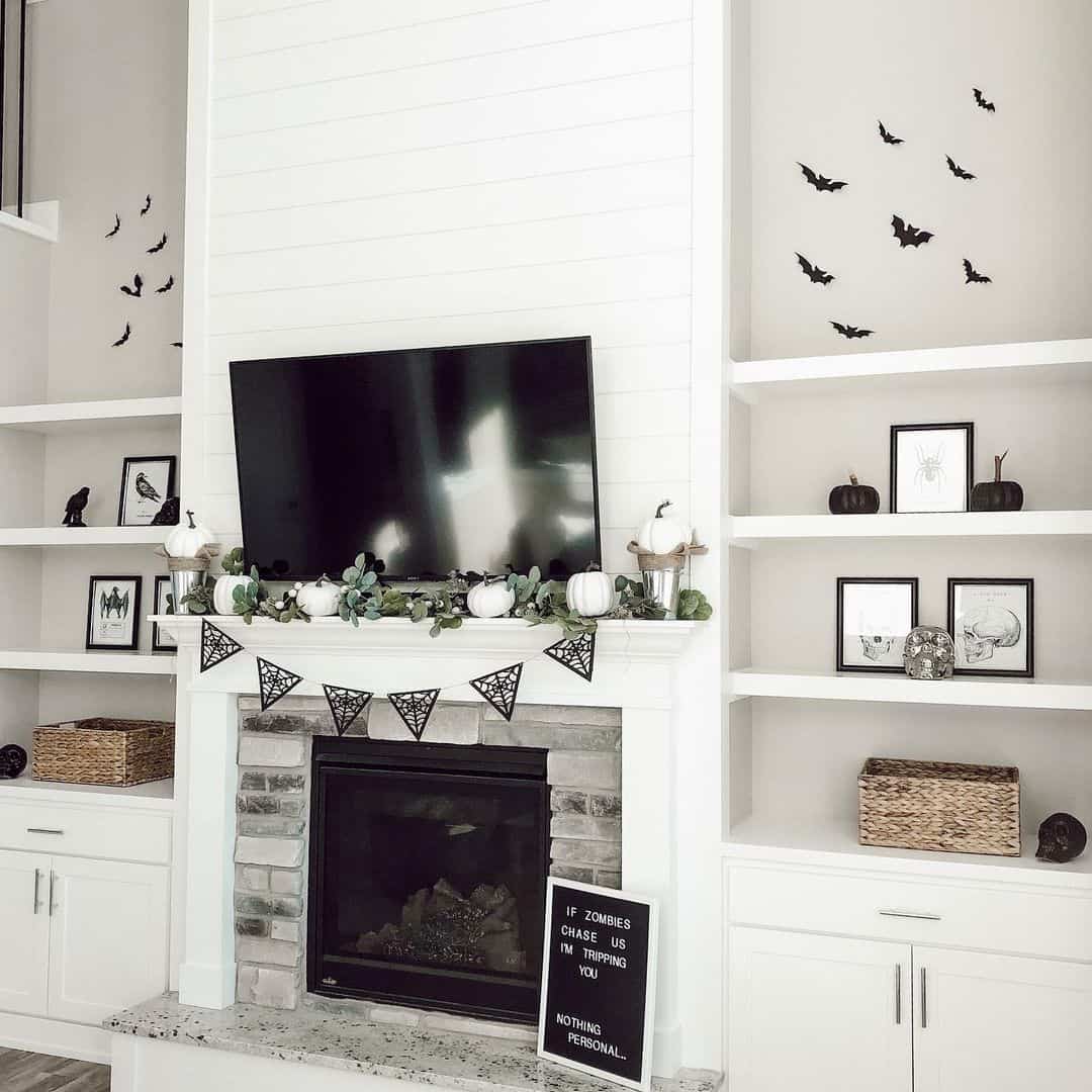 Bat Decals Create a Spooky, Ascending Wall Scene