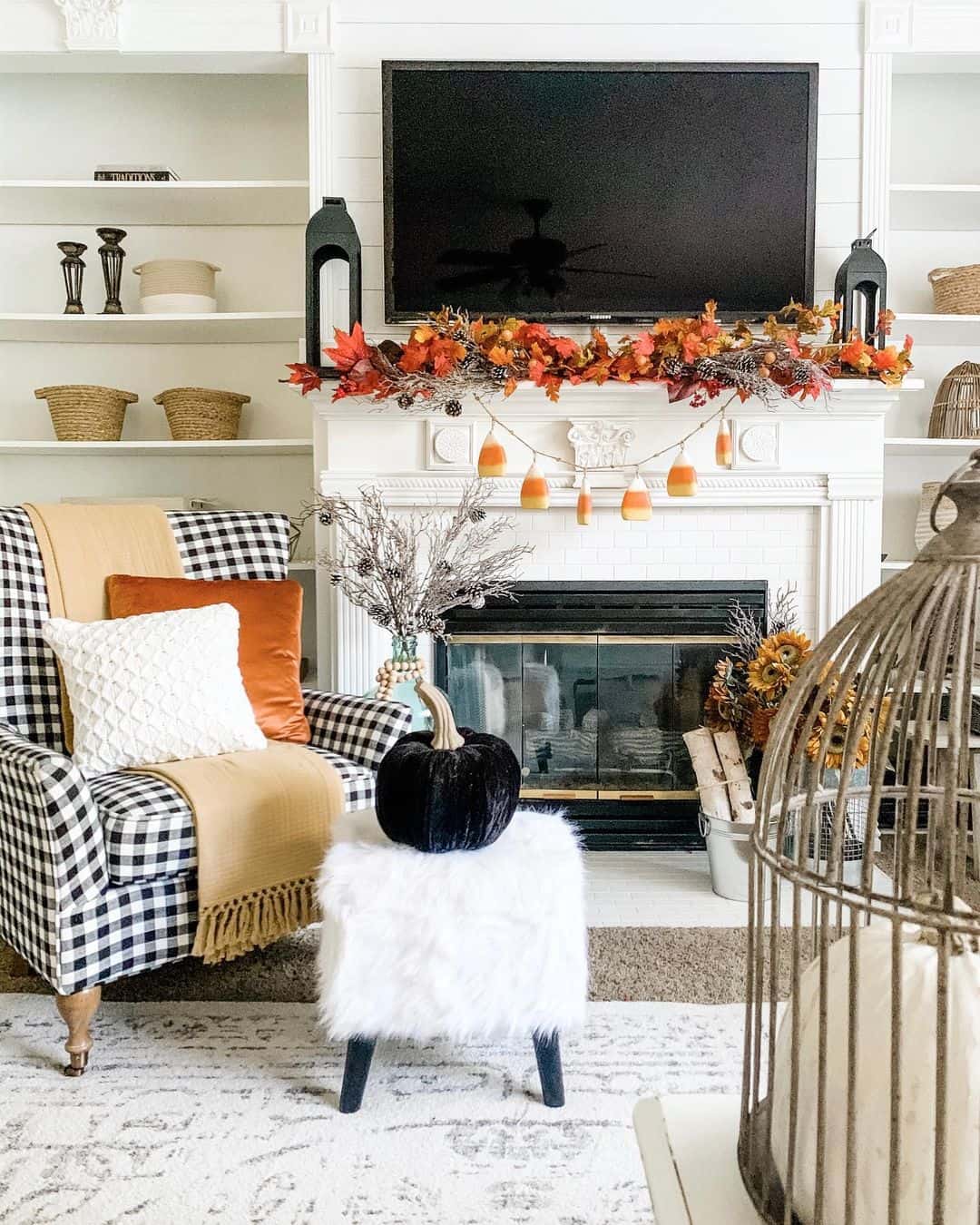 Velvet Black Pumpkin Adds Moody Texture to Faux Fur Ottoman