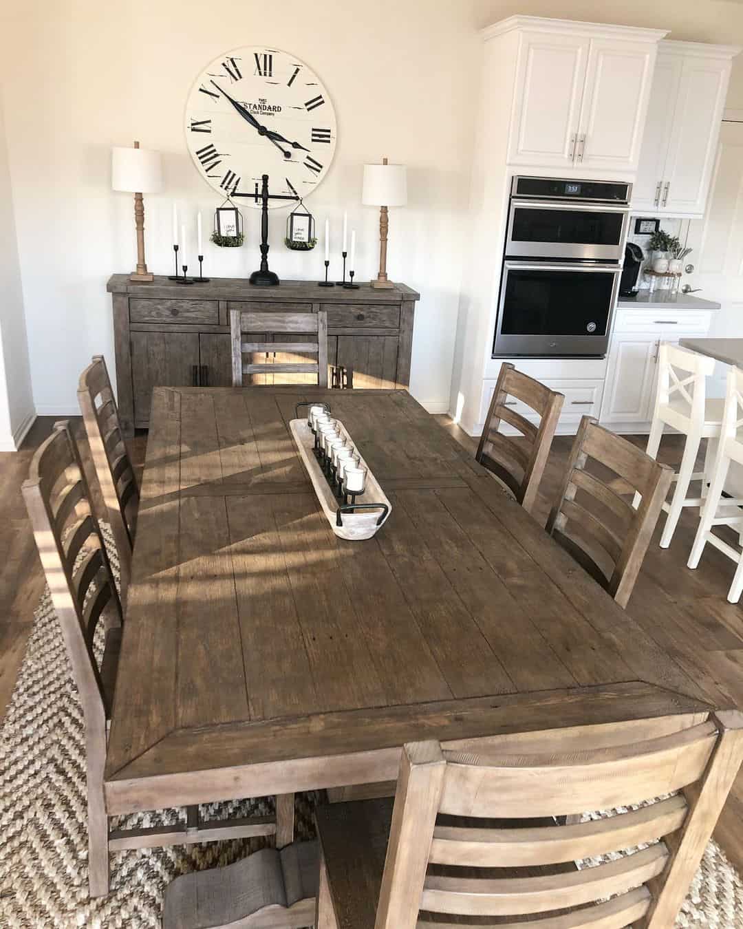 Warm Up Your Dining Area with a Distressed Wood Clock