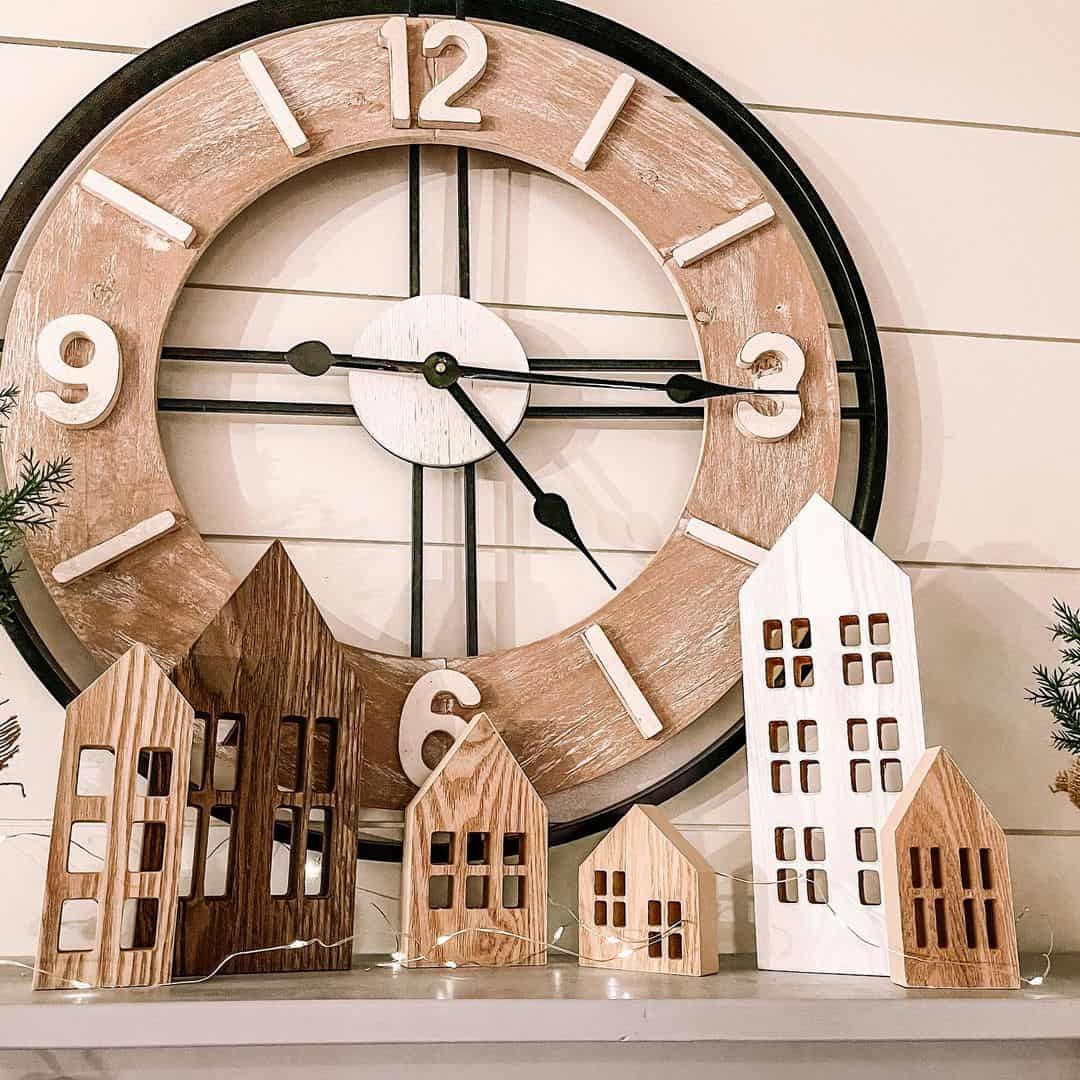 Wooden House Silhouettes Create a Village Scene