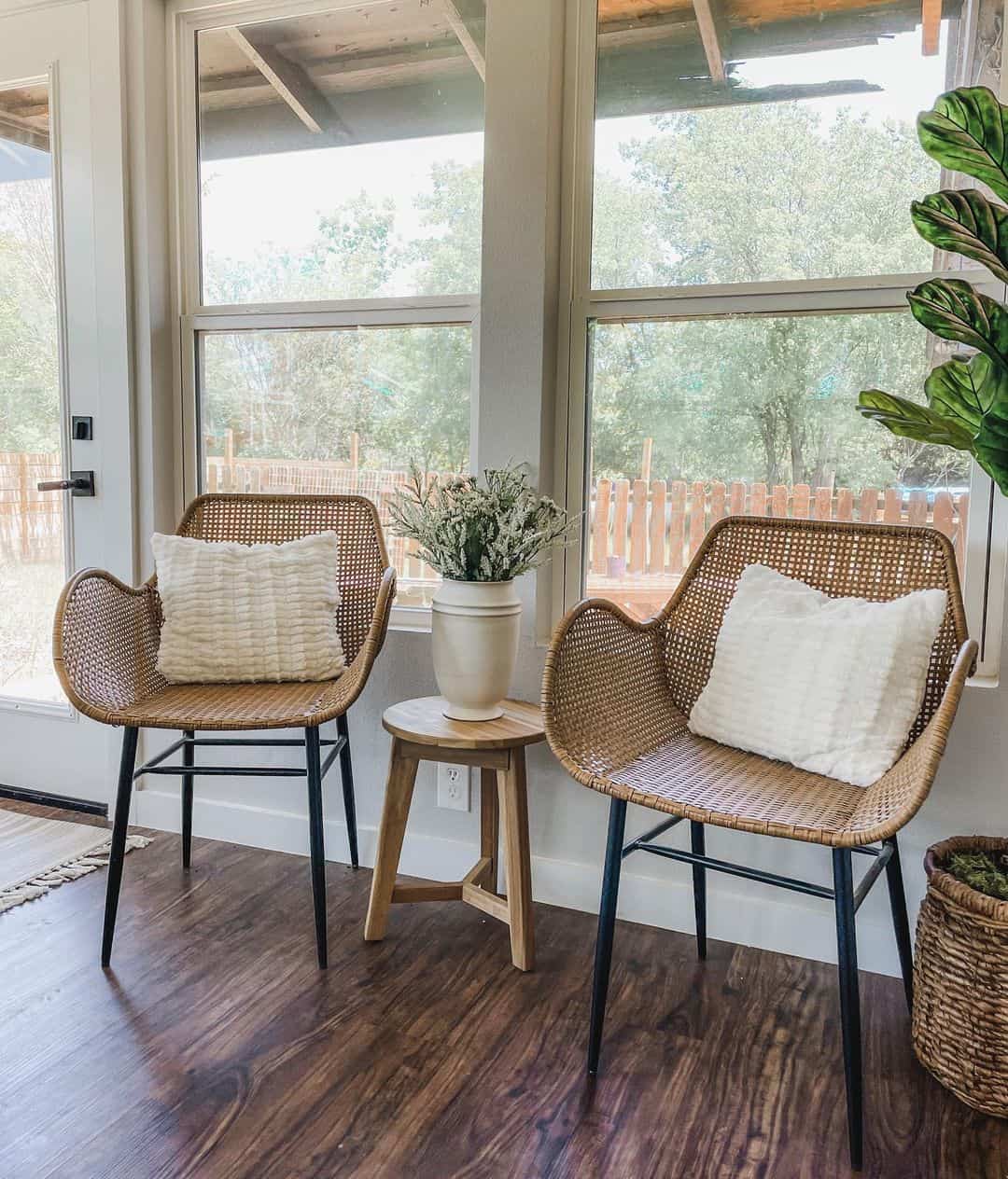 Woven Cane Chairs Create a Cozy Nook by the Window