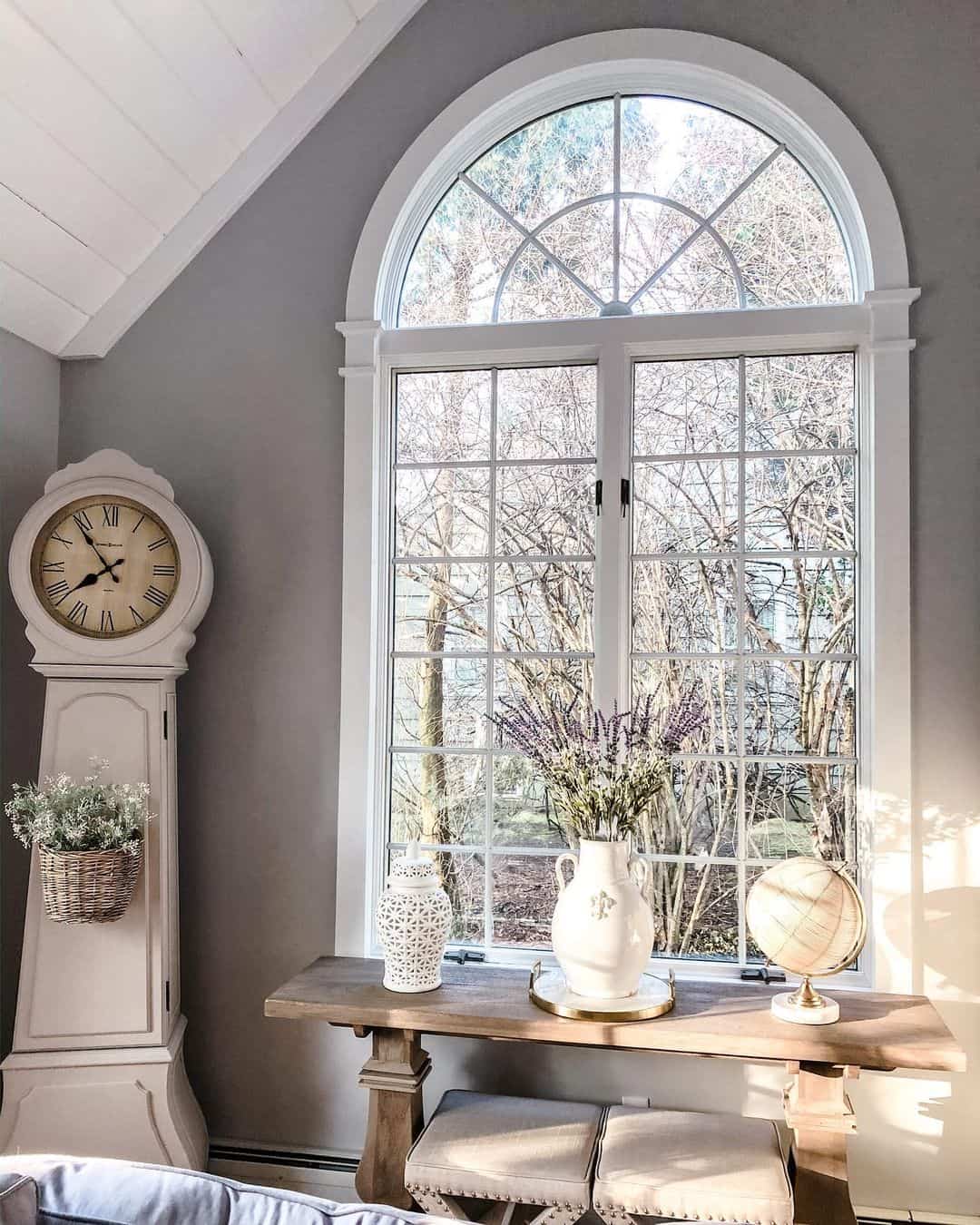 Tall Grandfather Clock with Side Basket for Greenery