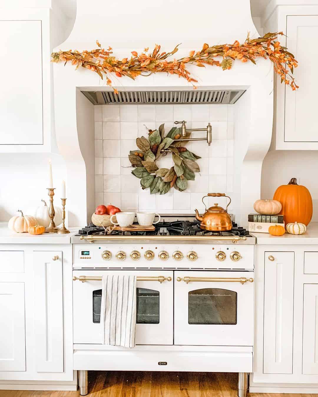 Orange Leaf Garland Frames Kitchen Range Hood