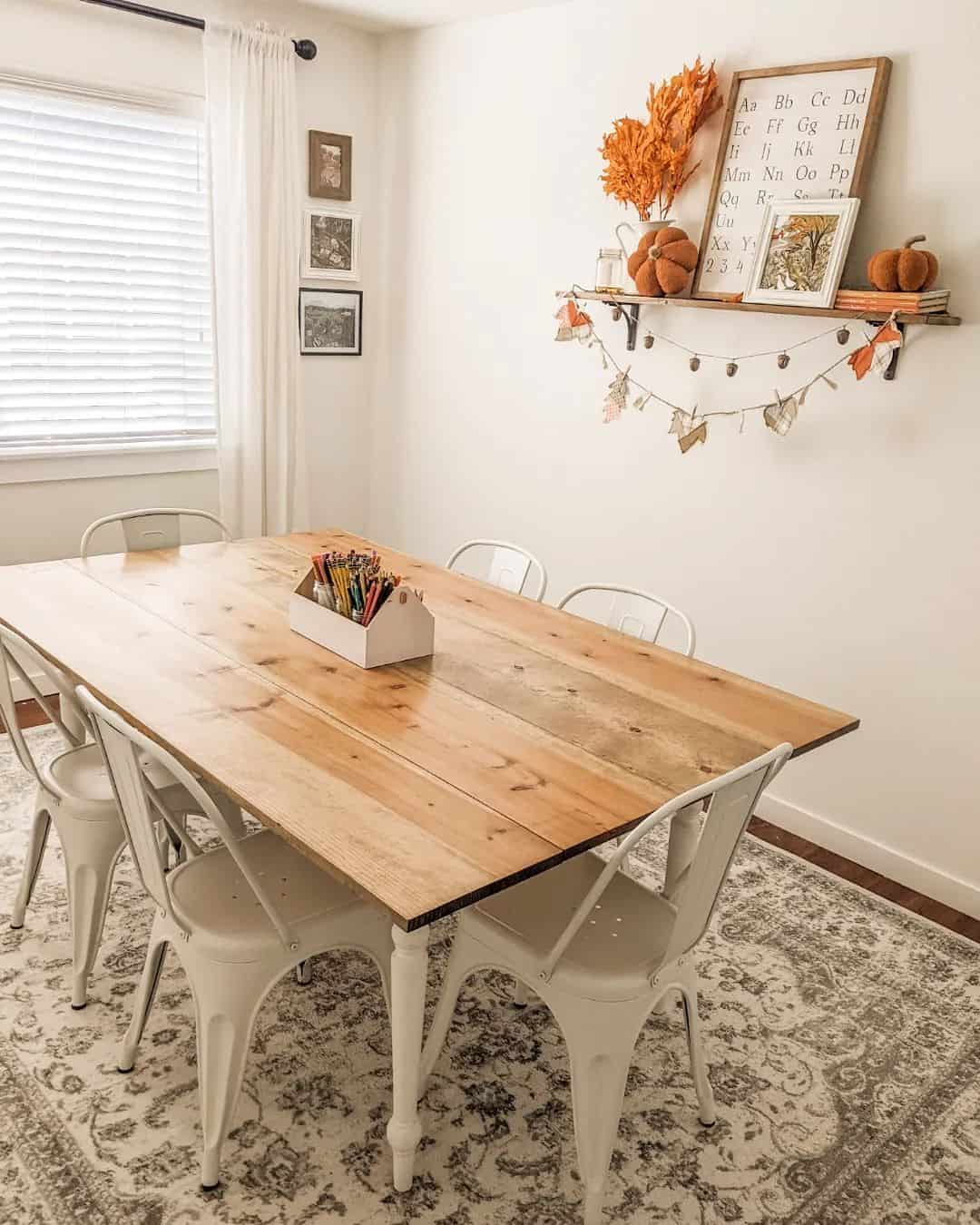Rustic Wood Table with Pencil Caddy for Crafty Fall Fun