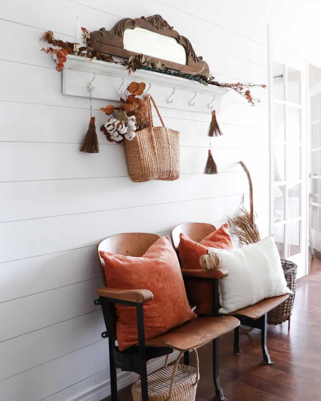 Layer Garlands and an Ornate Mirror Above a Shelf