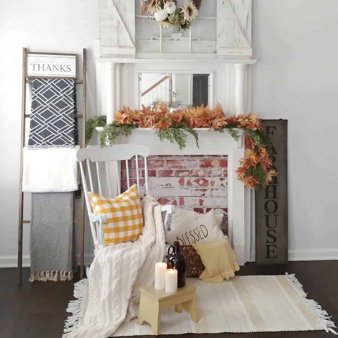 Ladder Display for Cozy Throws and Fall Signage