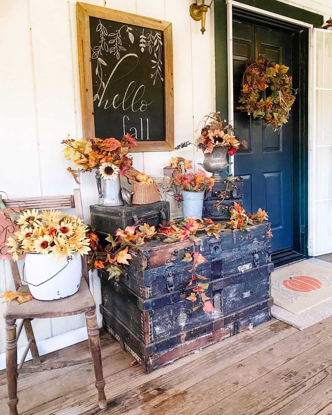 Stack Vintage Trunks for a Rustic Entryway