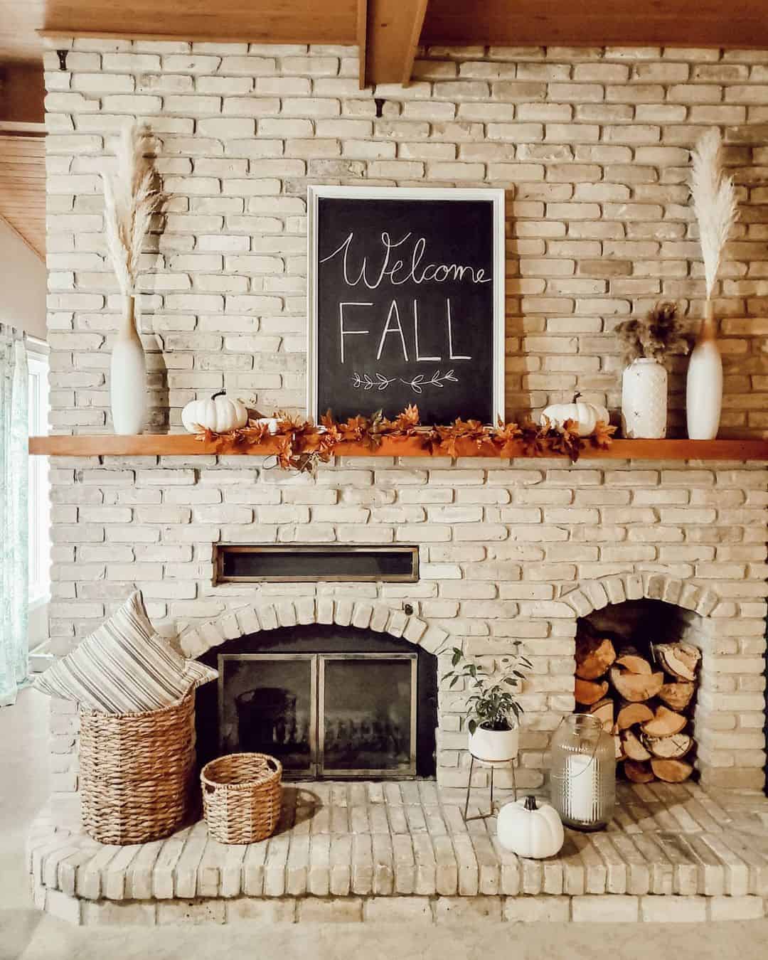 Flank a "Welcome FALL" Chalkboard with Pampas Grass