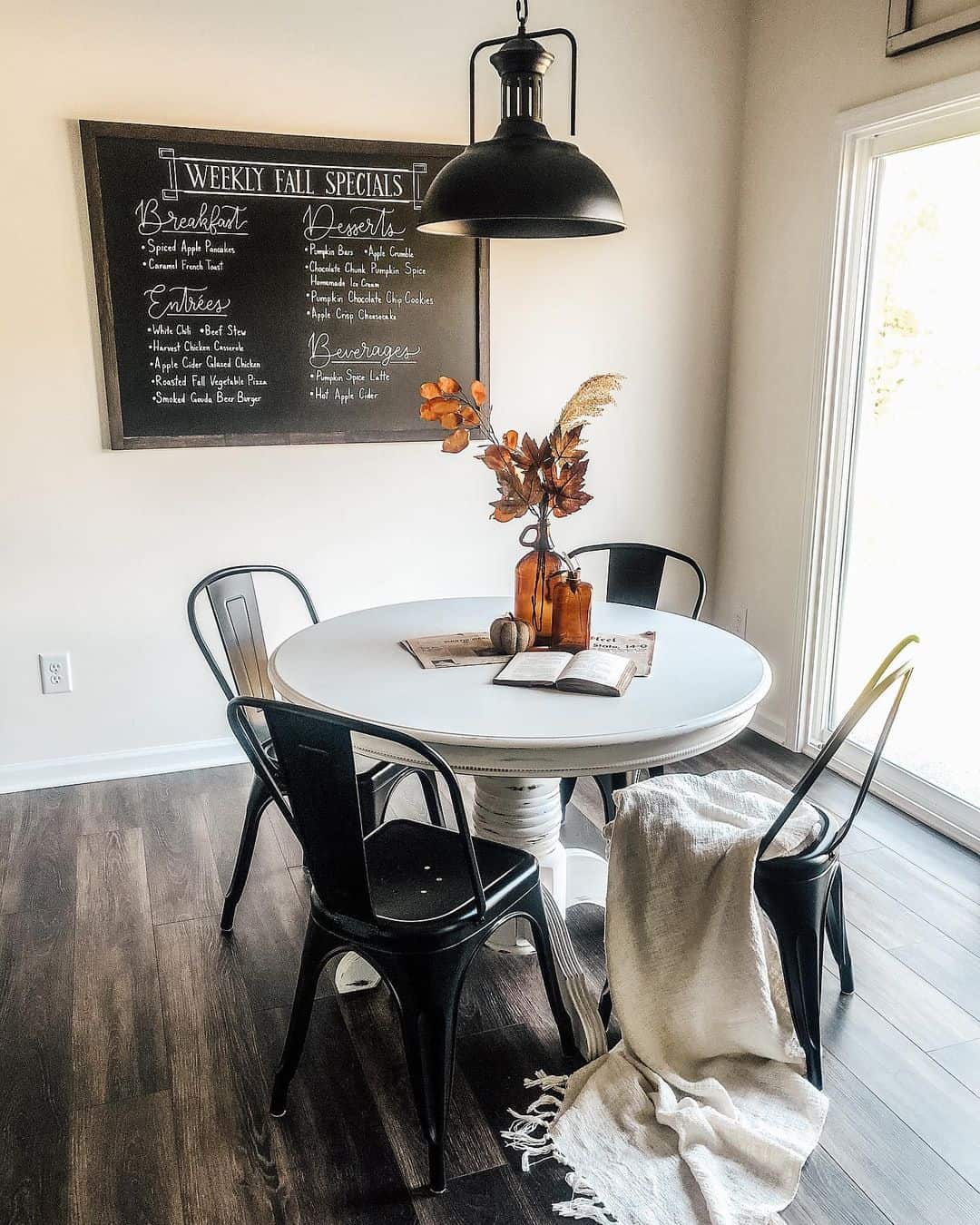 Chalkboard Menu With Cozy Autumn Centerpiece