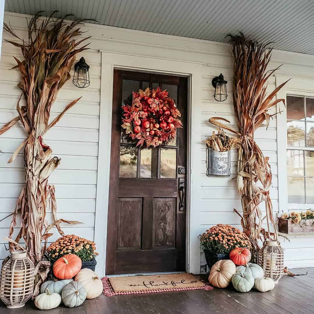 Corn Stalks and Apple Wreath Flank Doorway