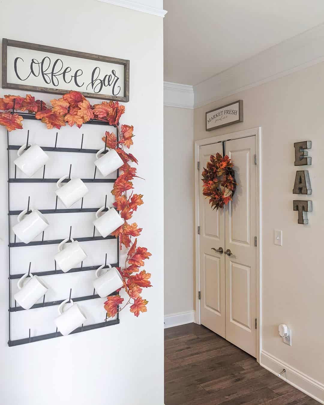 Drape Autumn Leaves on a Mug Rack