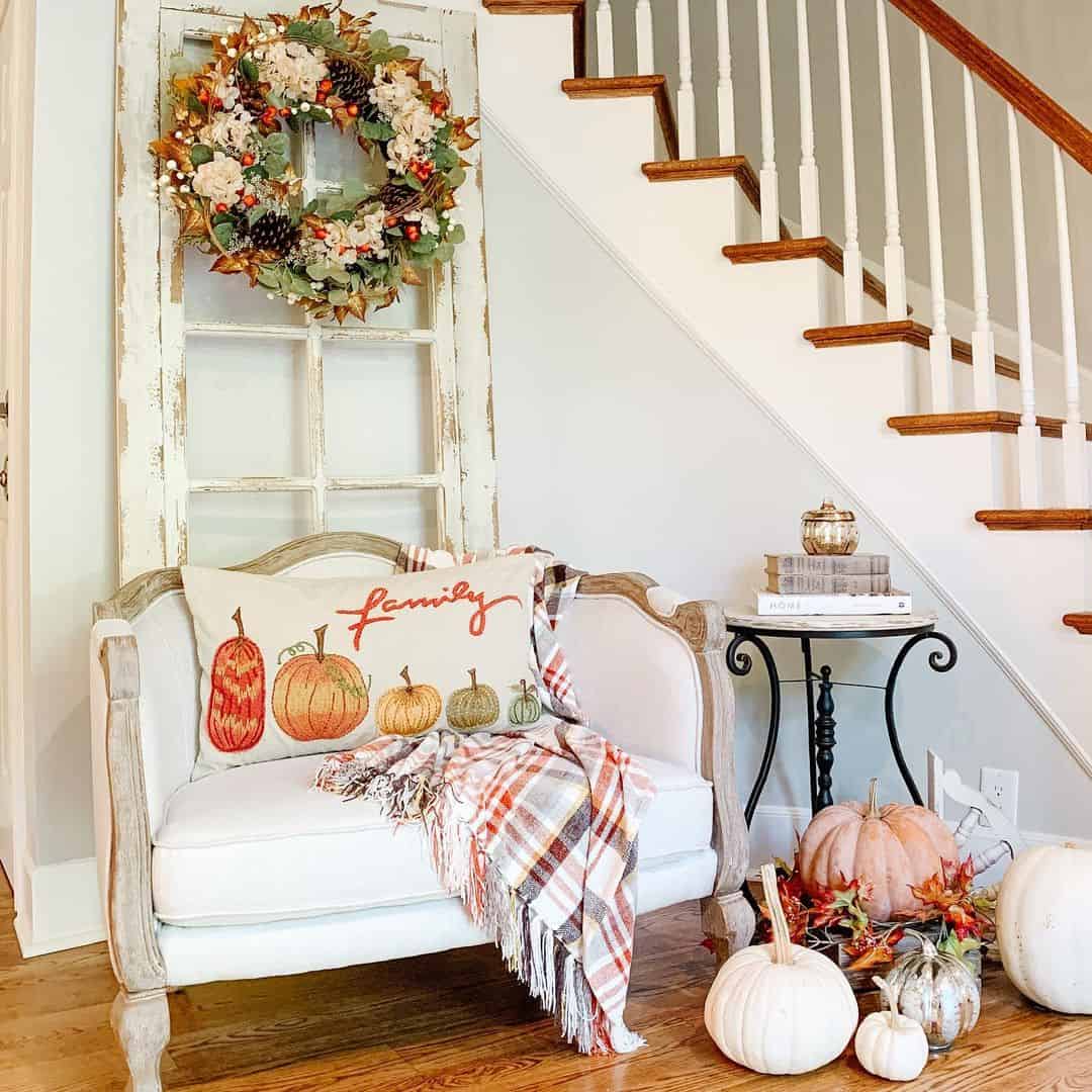 Repurposed Window Pane Frames a Fall Wreath
