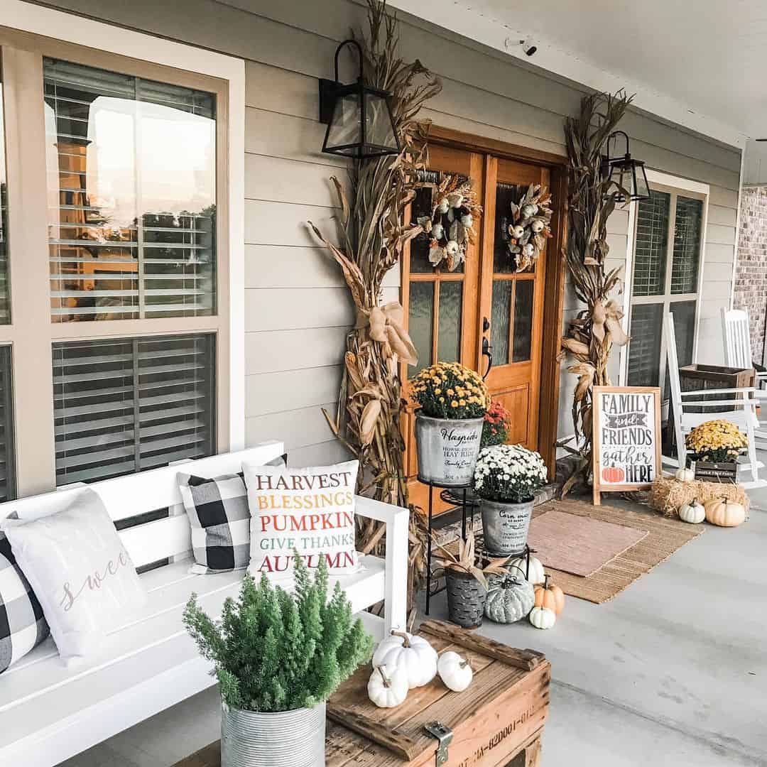 Wooden Crate Displays White Pumpkins and Greenery