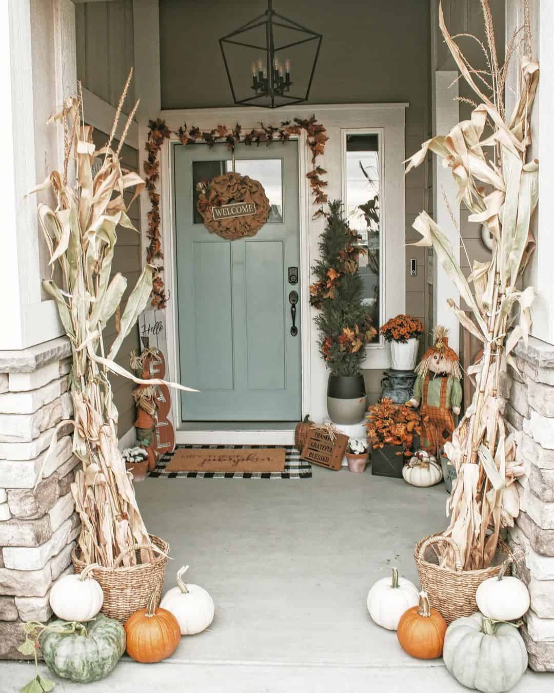 Tall Dried Corn Stalks Frame Your Entryway