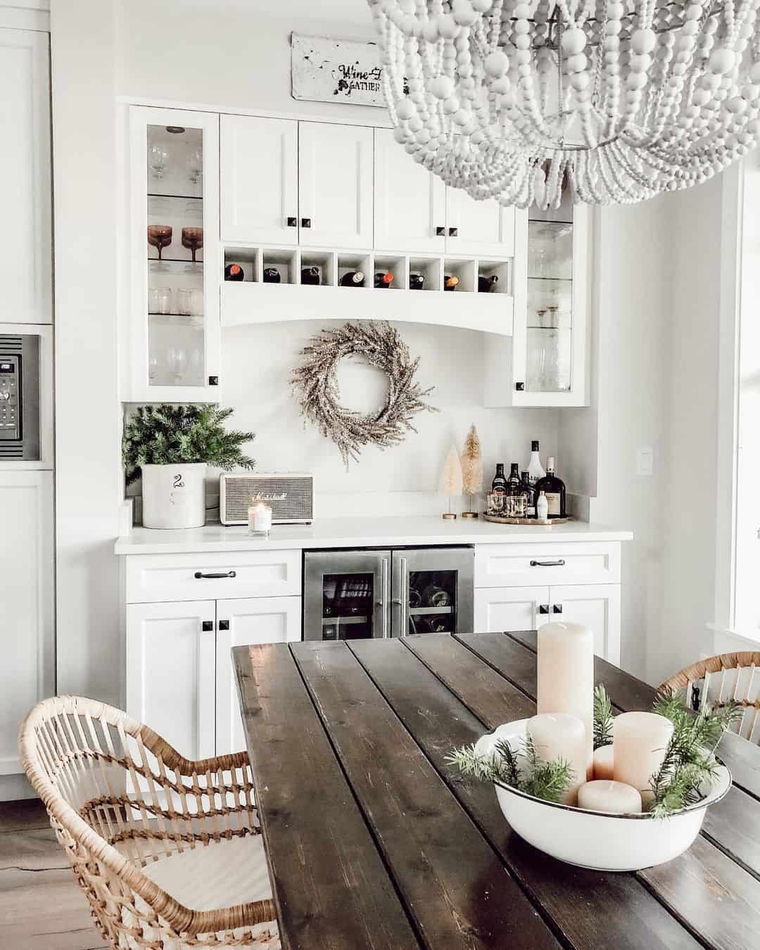 Bright White Wine Bar Ideas for a Rustic Formal Dining Area