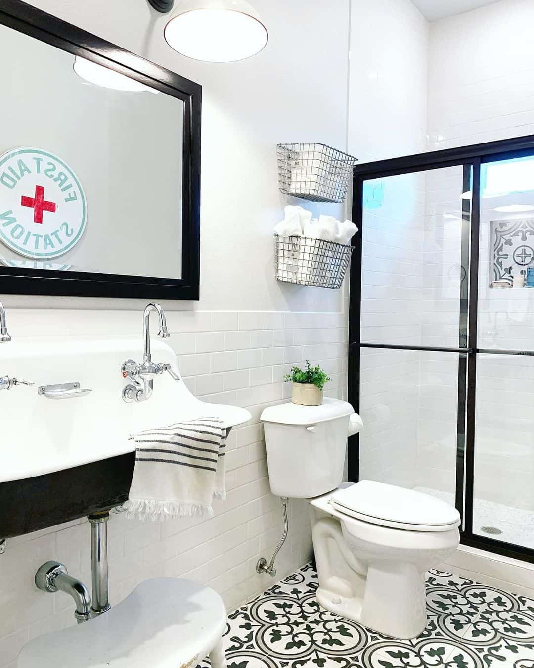 Mosaic Tile Farmhouse Shower Niche