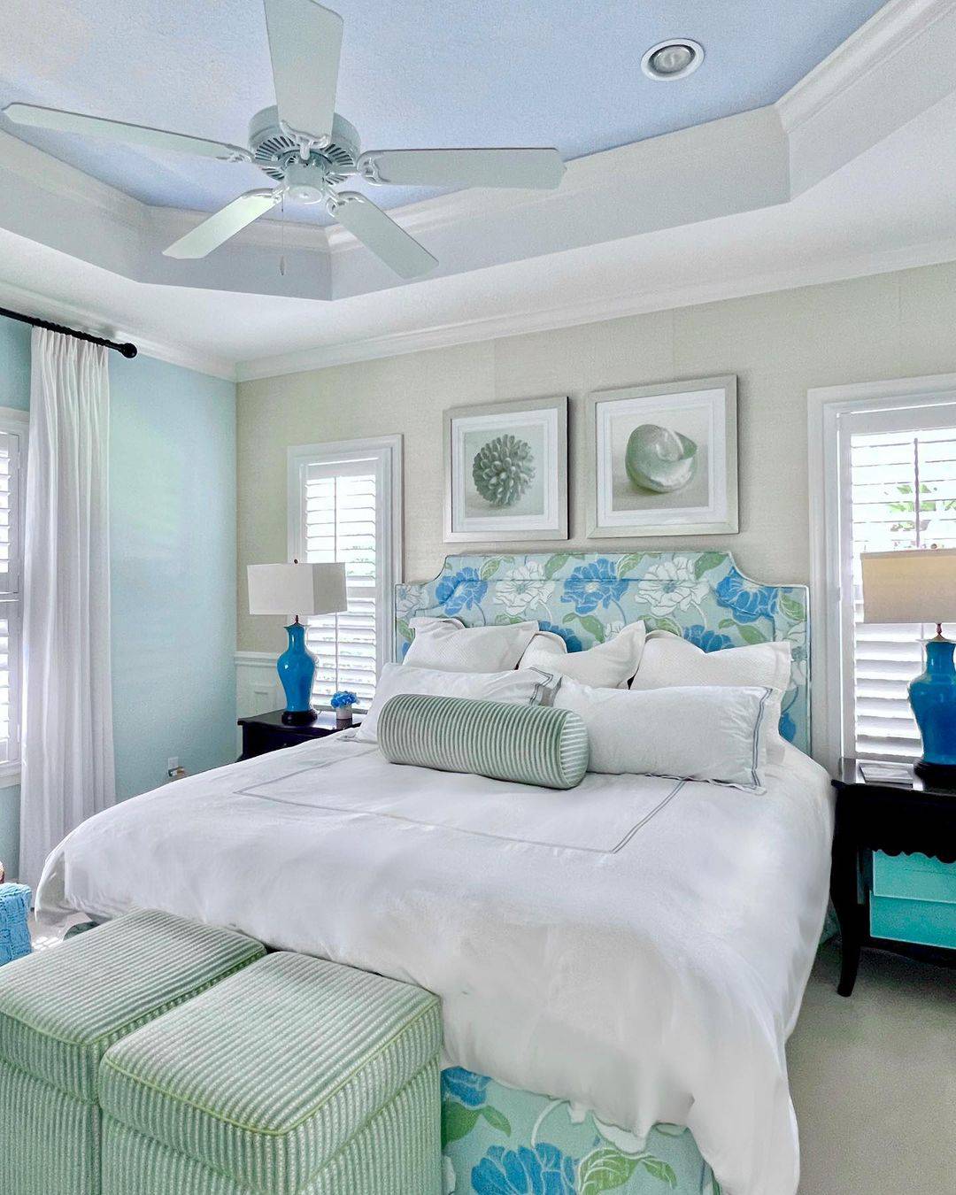 Coastal Bedroom With Framing Windows