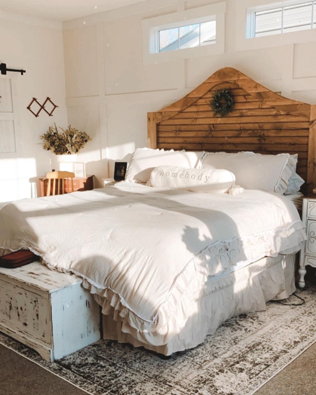 Bed Underneath Two Windows