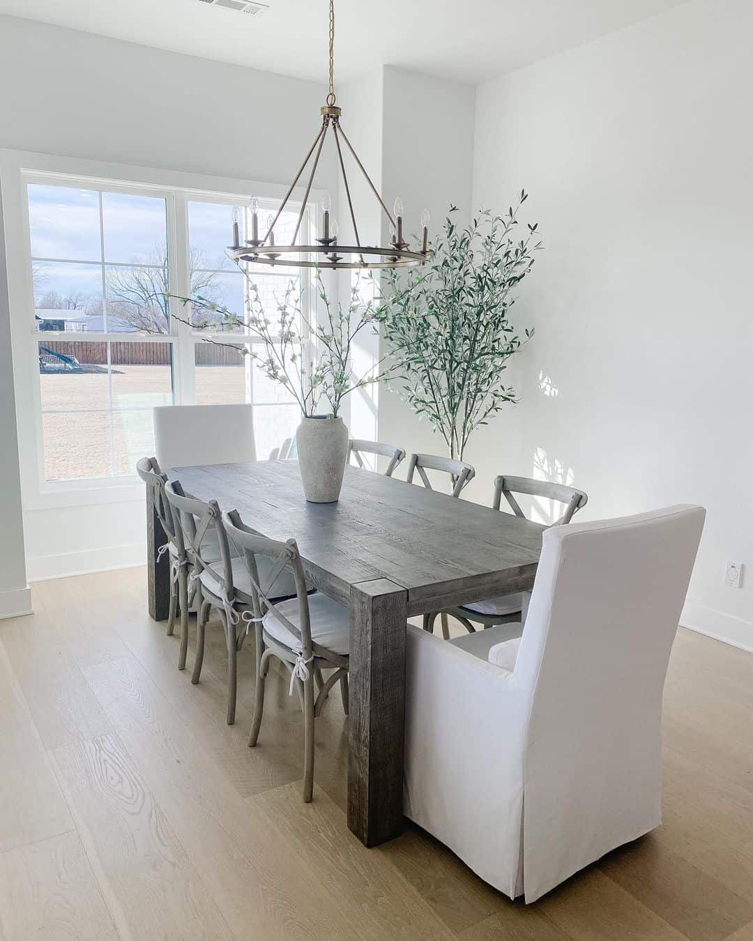 Modern Rustic Dining Room With Minimalist Plant Décor