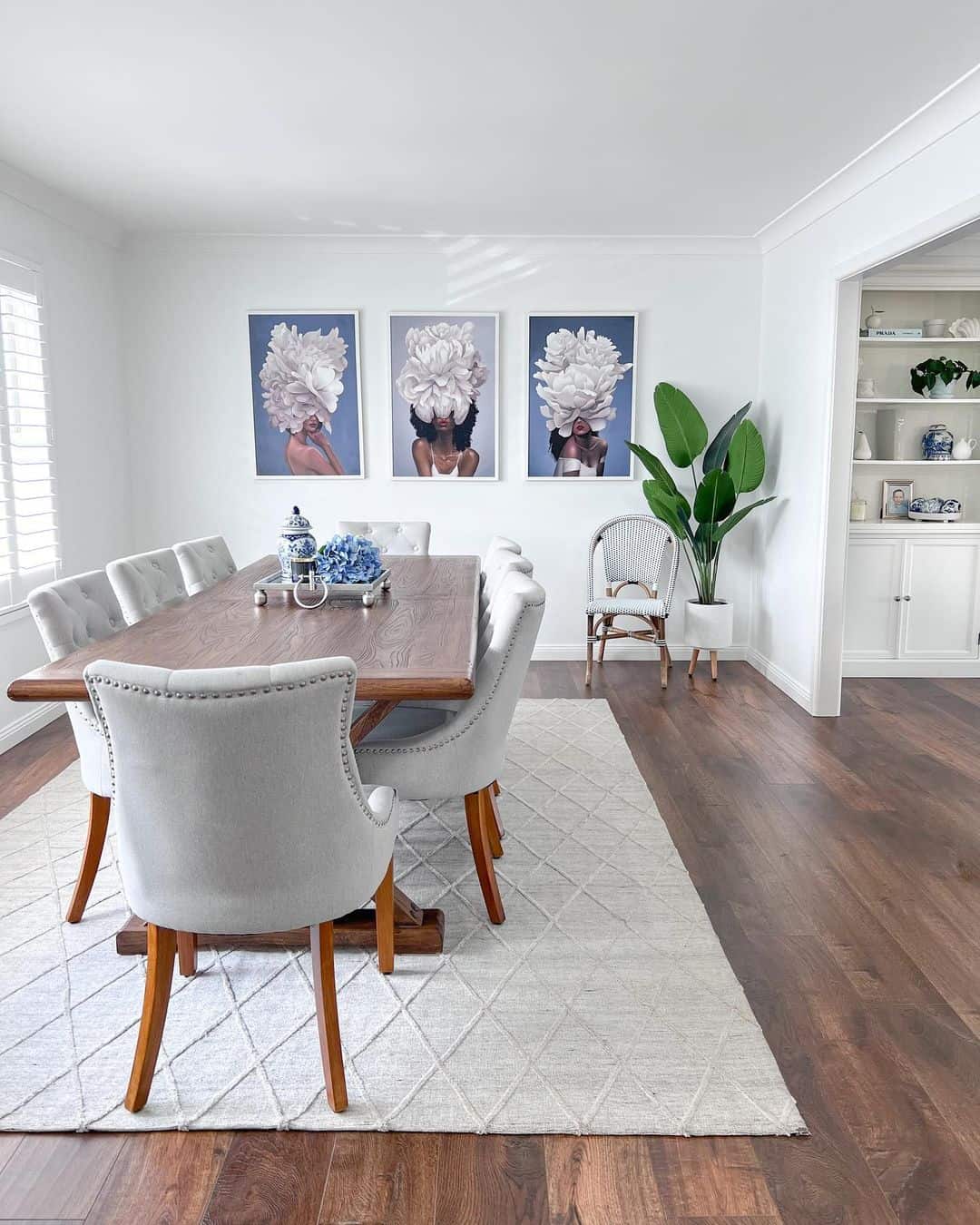 Farmhouse Dining Room With Wooden Table