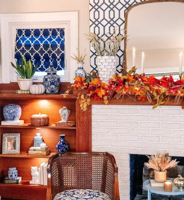 Blue Accents Brighten Living Room Decor