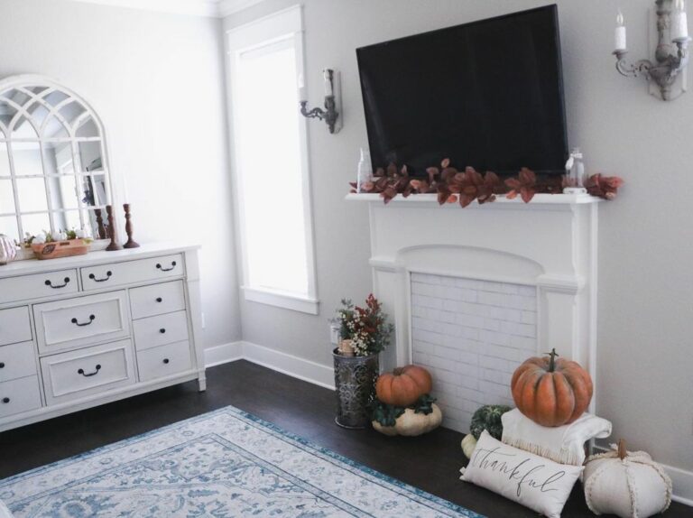 Floor Display Around a Decorative Mantel