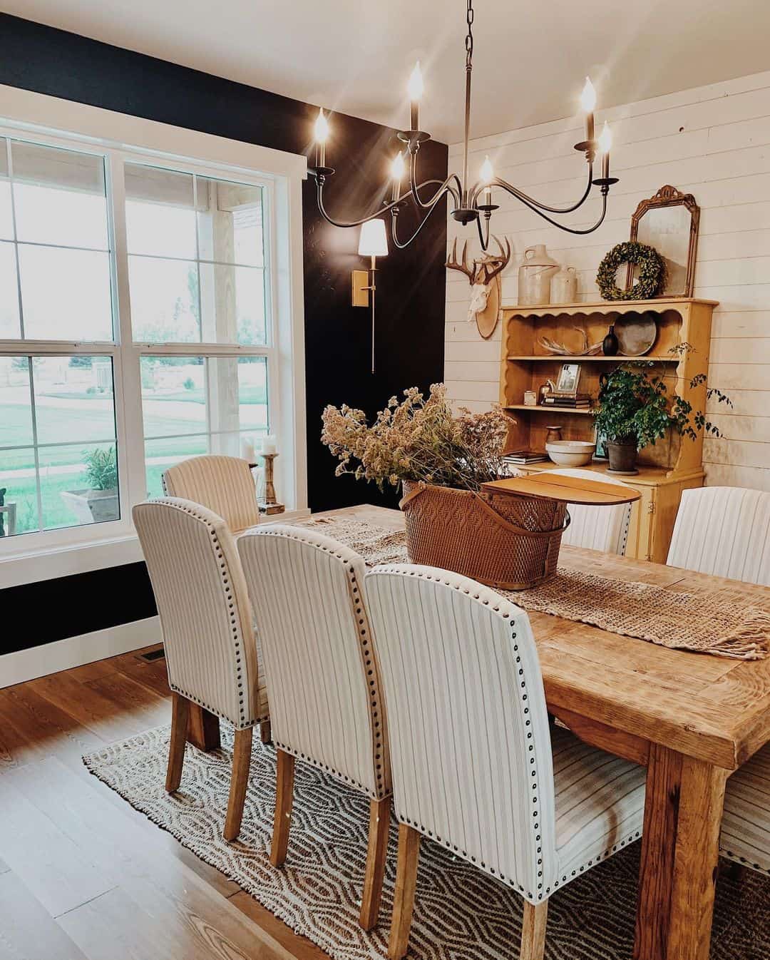 Black Accent Wall and White Shiplap