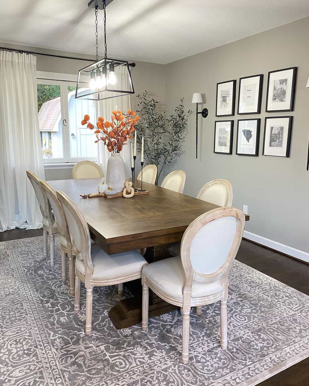 A Pop of Orange in Neutral Dining Room