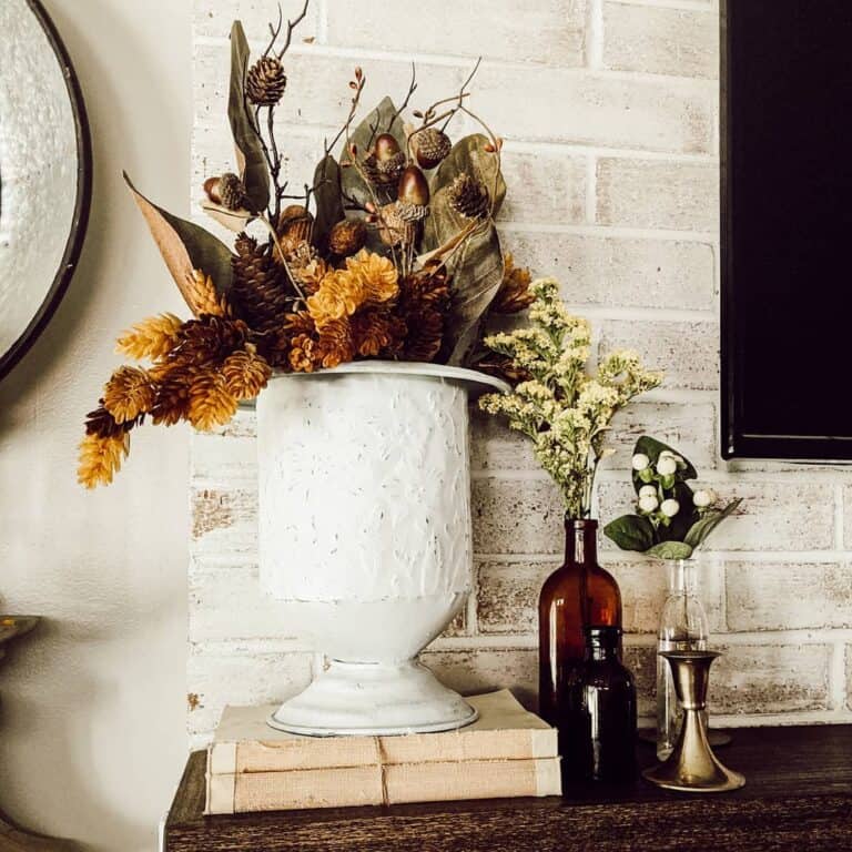 Moody Décor Before a Painted Brick Wall