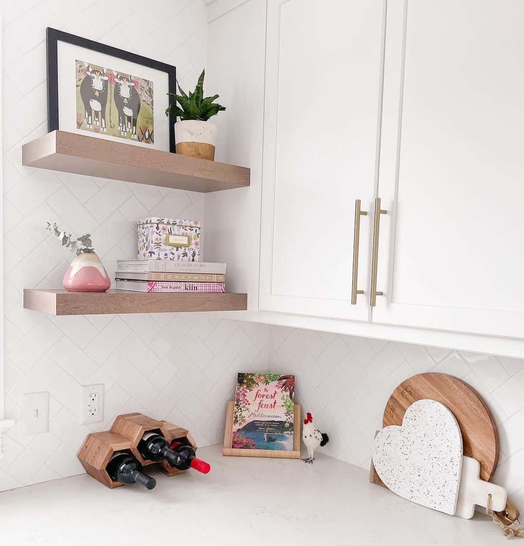 White Kitchen With Herringbone Tiles