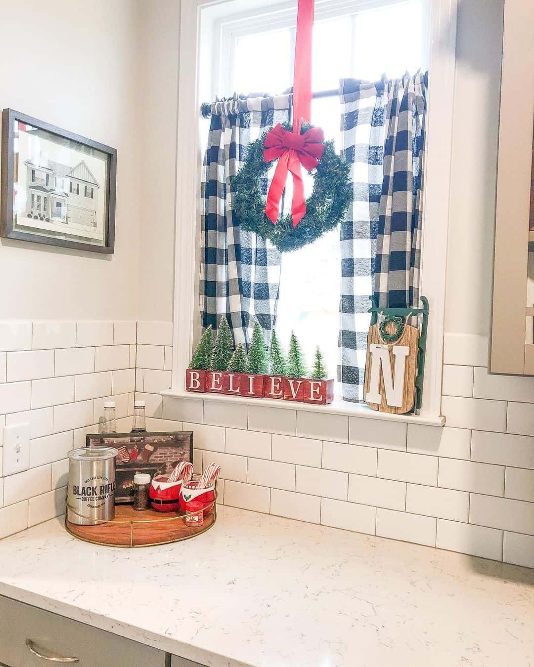 Farmhouse Kitchen Curtains with Festive Décor