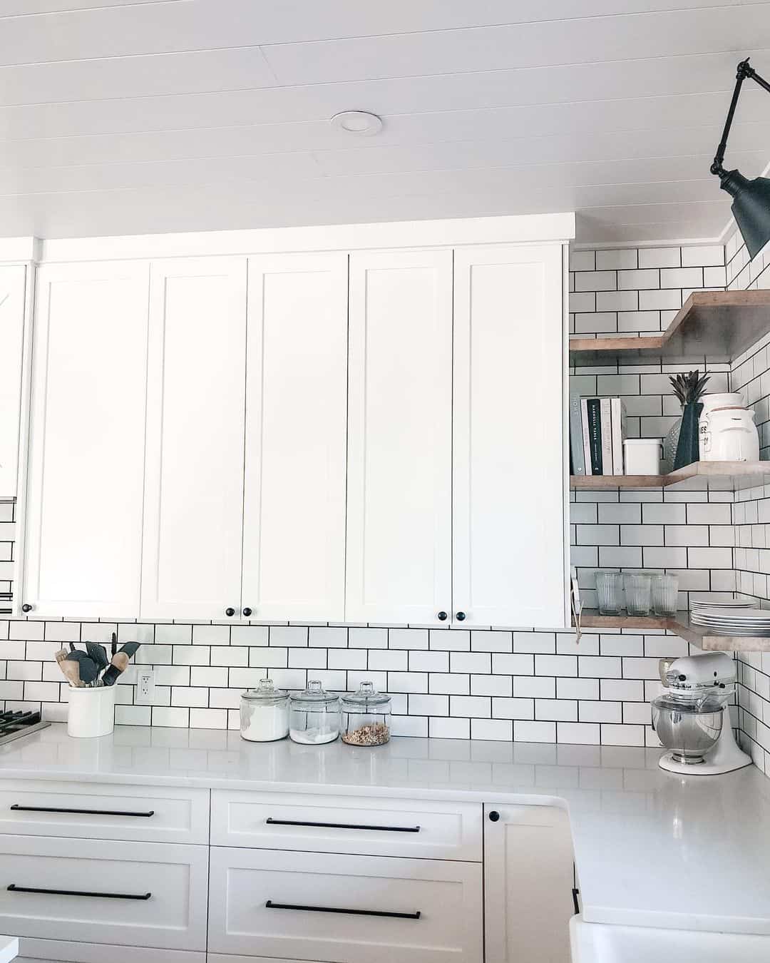 Modern Farmhouse Kitchen With Tiled Walls