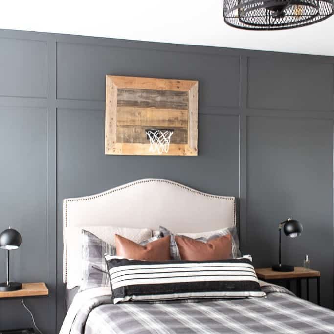 Gray Board and Batten Teenager Bedroom