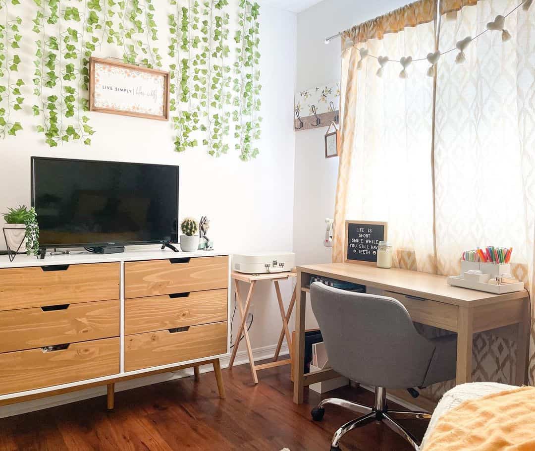 Minimalistic Boho Room With Wooden Furniture