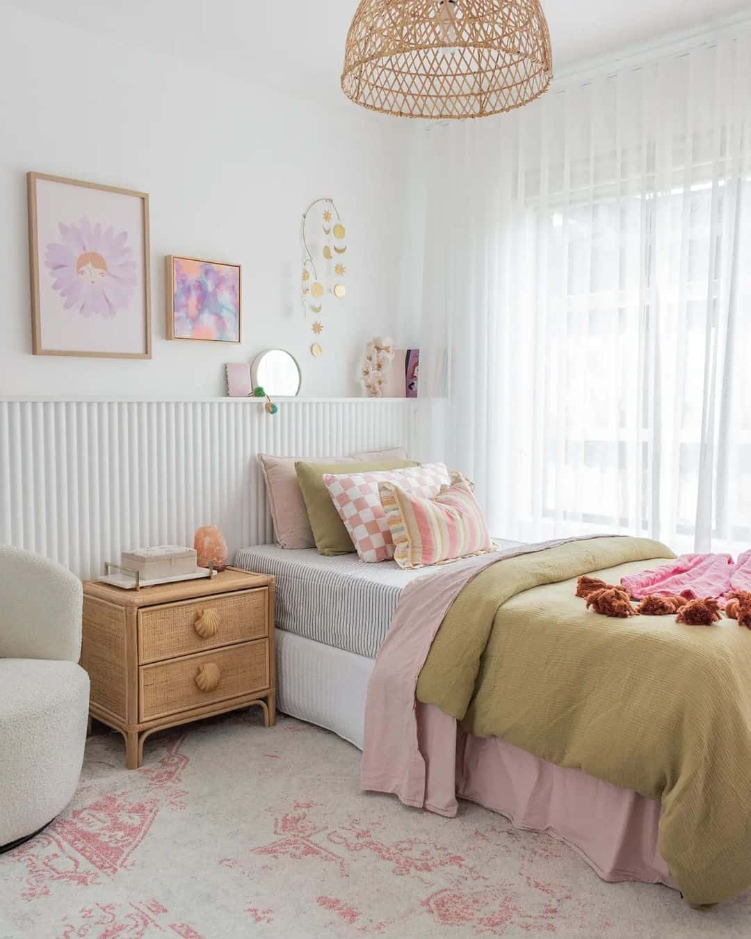 Pink and White Rug