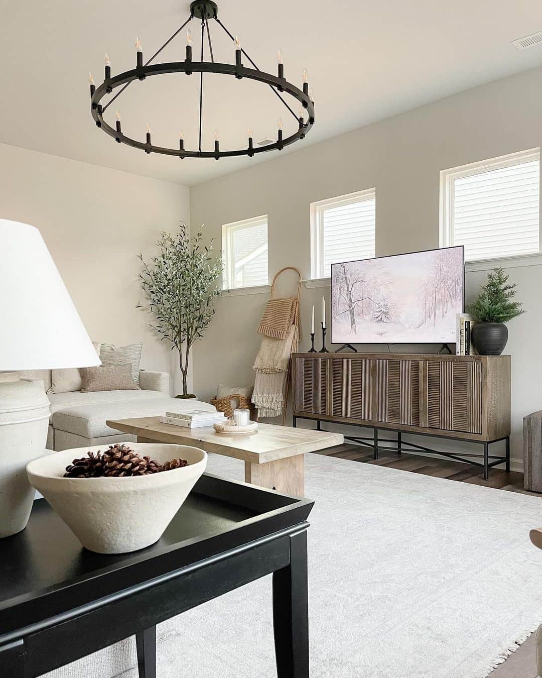 Light Wood Farmhouse Sideboard Entertainment Center