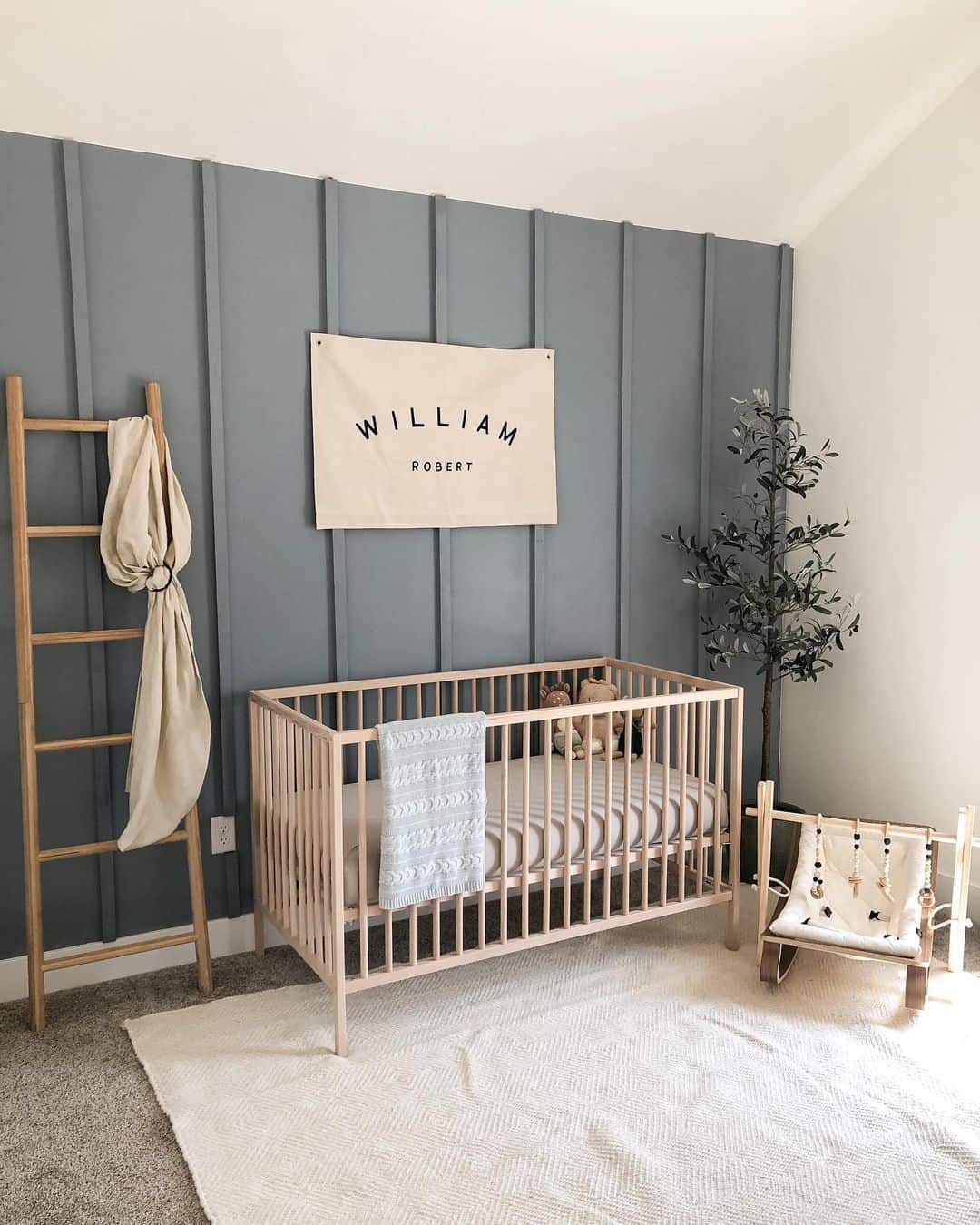 Gray Batten Wall Nursery Décor