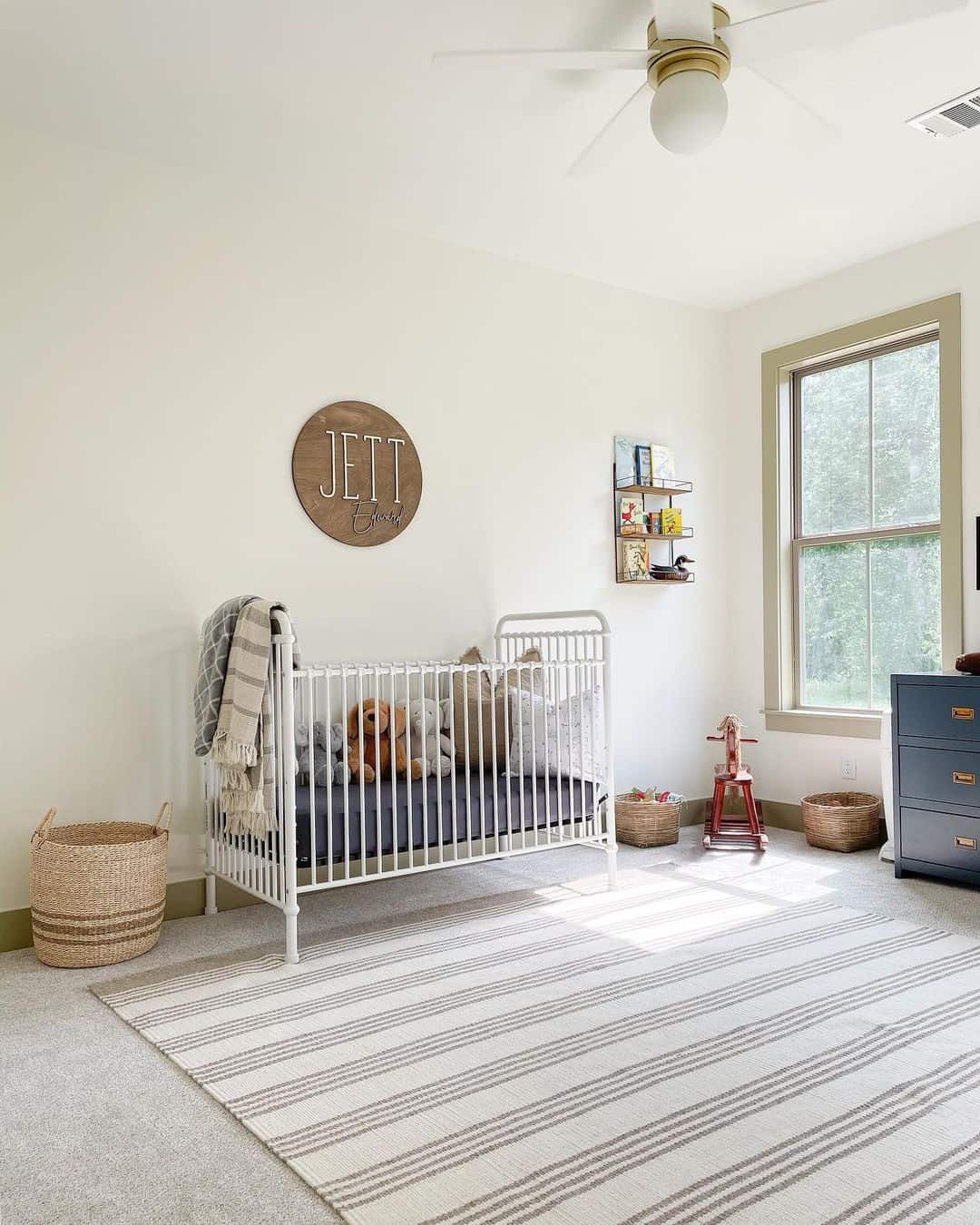 Neutral Bedroom with Personalized Wood Sign