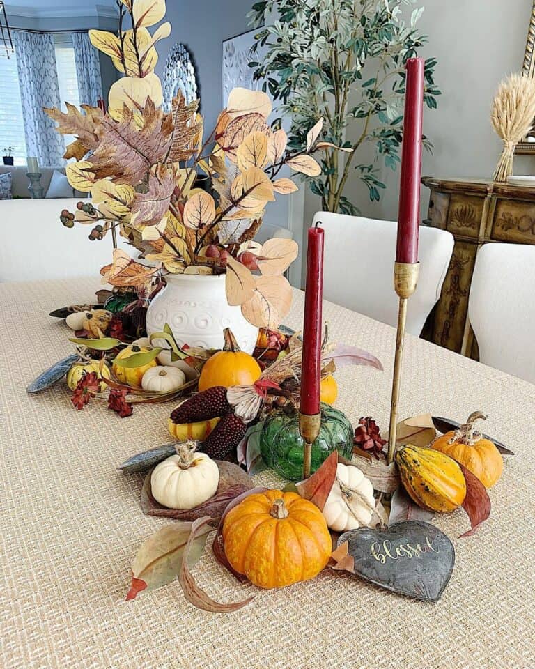 Classic Red and Orange Autumn Tablescape Setting